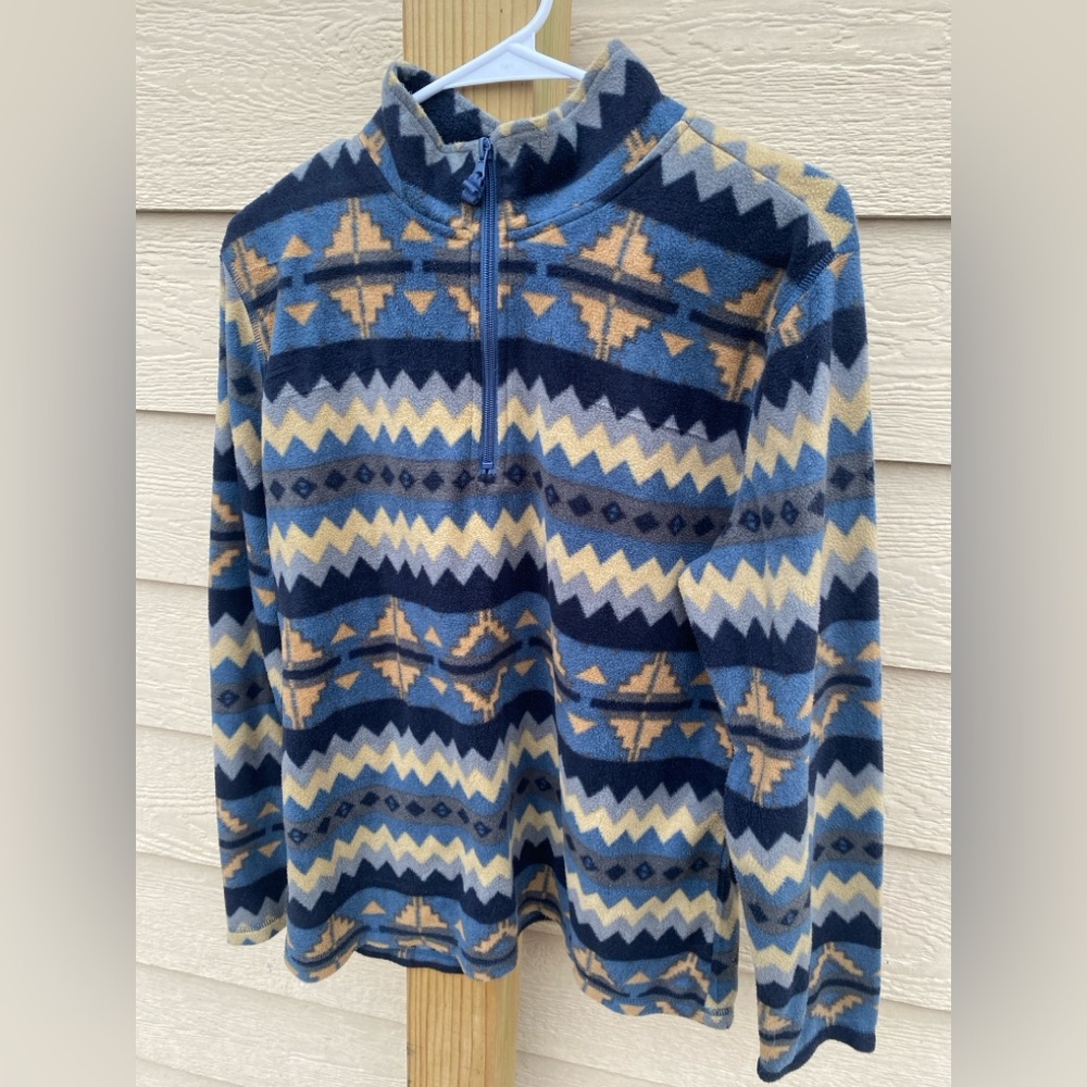 Western blue Aztec fleece pullover size large